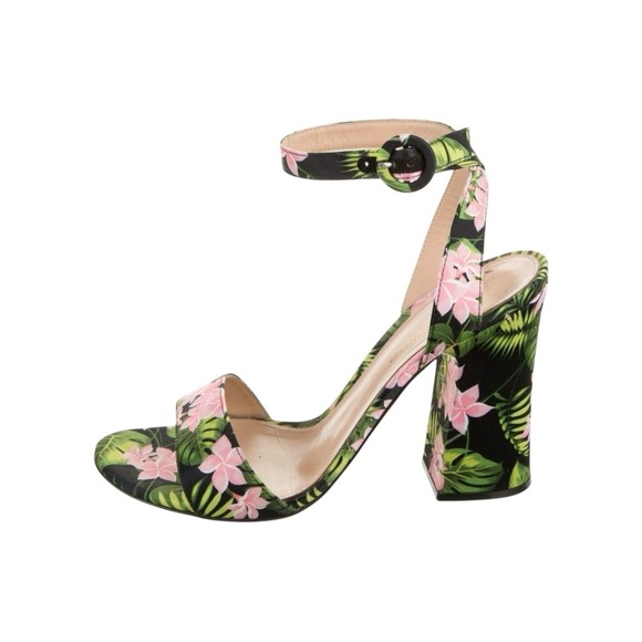 Gianvito Rossi Shoes - Gianvito Rossi Tandi Floral Satin Ankle Strap Sandals Size 38 US 8